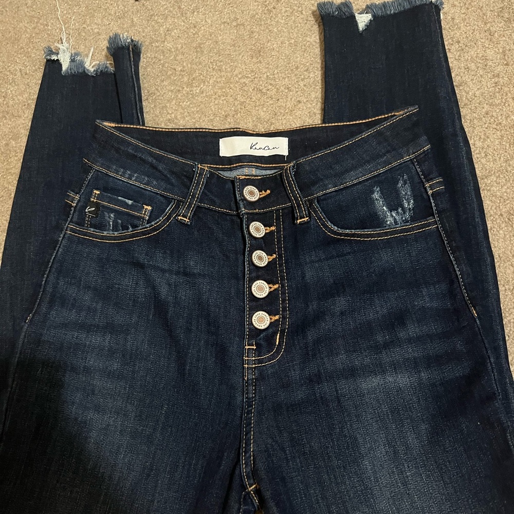 KANCAN button fly skinny jeans